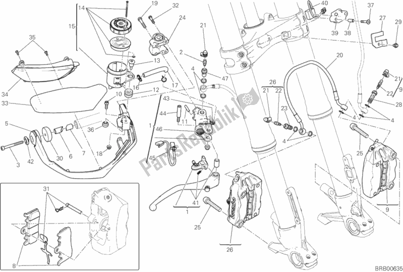 Todas las partes para Sistema De Freno Delantero de Ducati Multistrada 1200 Enduro PRO USA 2018